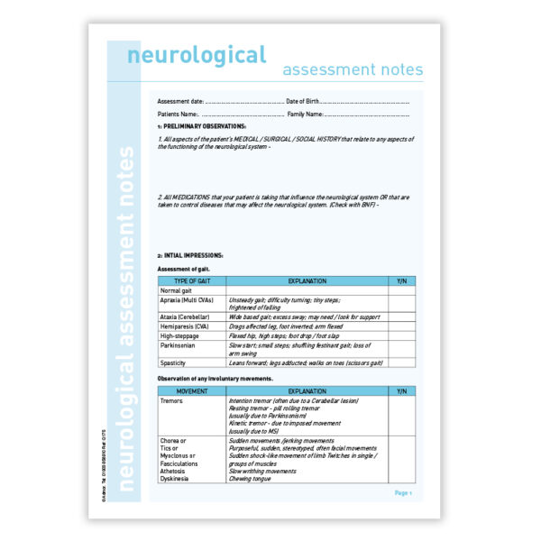 Neurological Assessment Form Admor