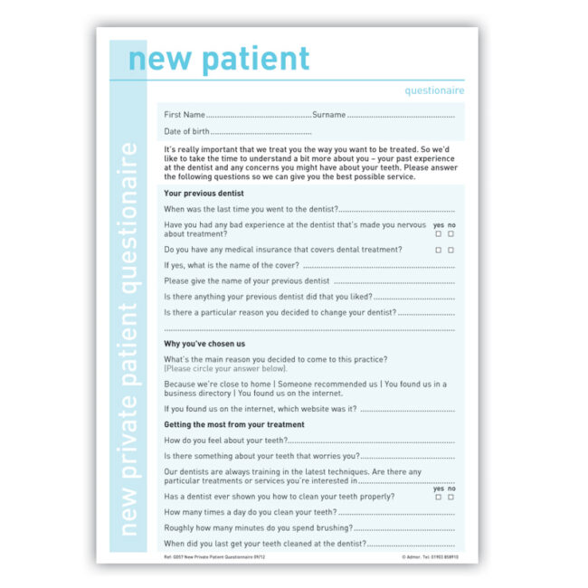 New Private Patient Welcome Questionnaire