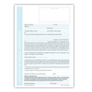 Consent to dental treatment form