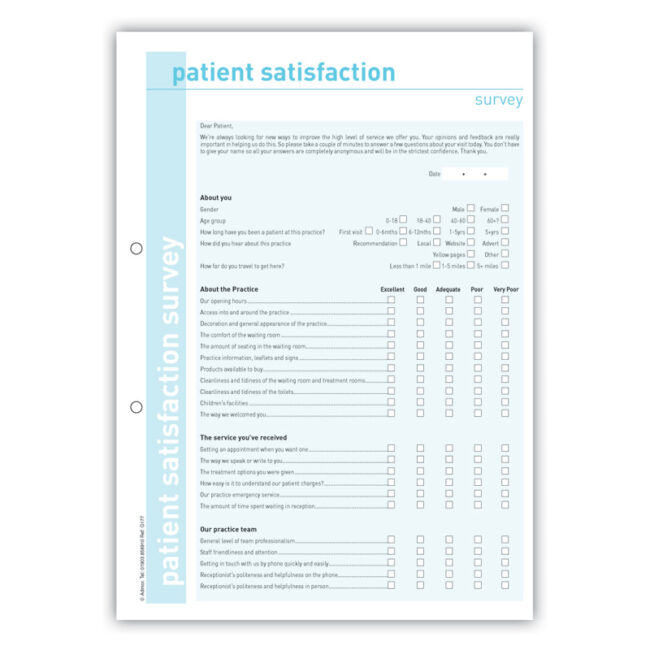 Standard Patient Satisfaction Survey Form