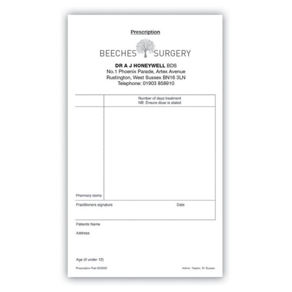 Prescription Pads Personalised Admor