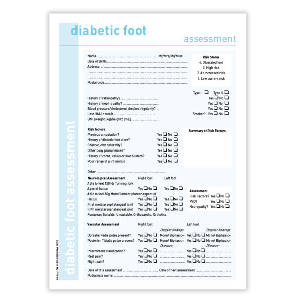 Diabetic Foot Assessment Form Admor